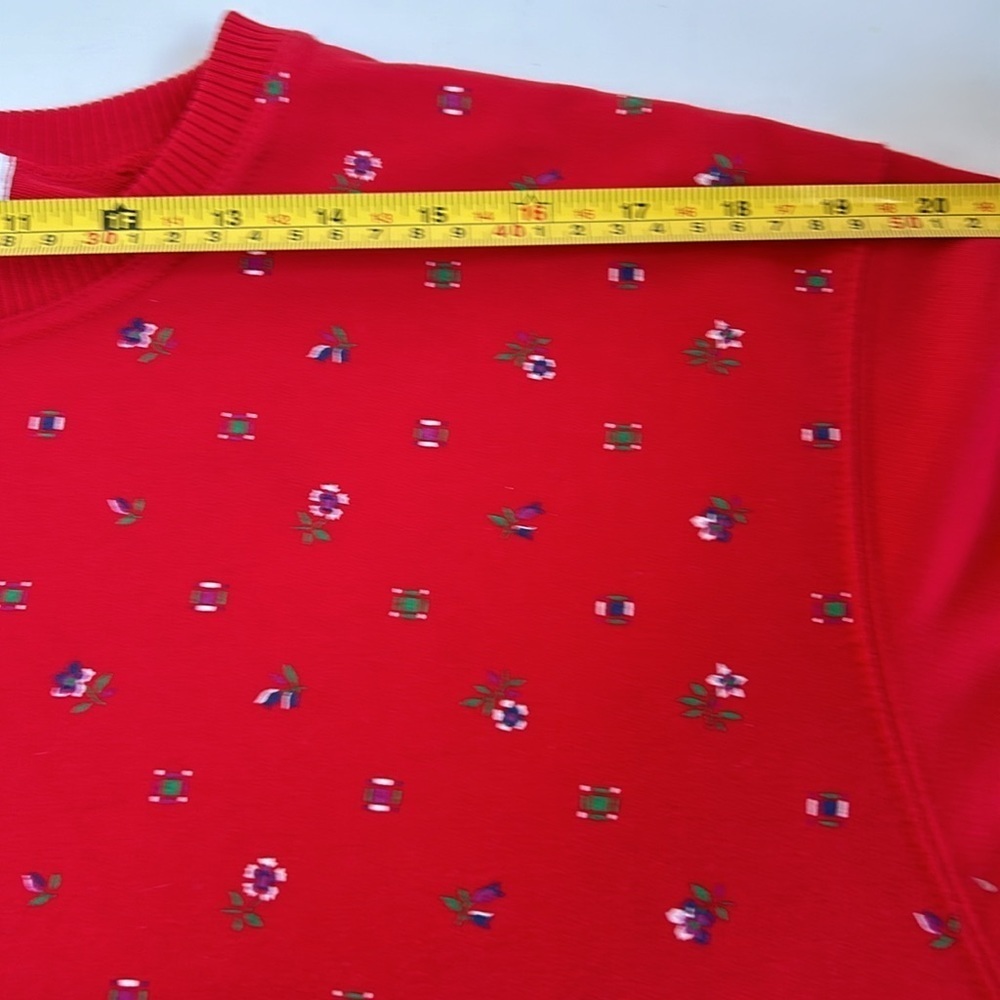 Vintage 80s Blast Blues red crewneck sweatshirt floral ribbon grandma core - Picture 11 of 15